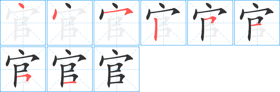 官的筆順筆畫(huà)