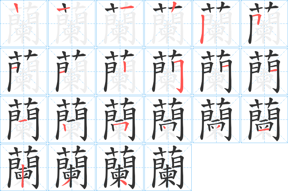 蘭的筆順筆畫